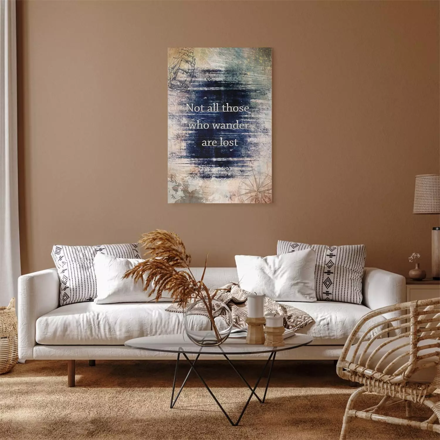 Canvas Print Background of Thoughts and Actions - Motivational English Text