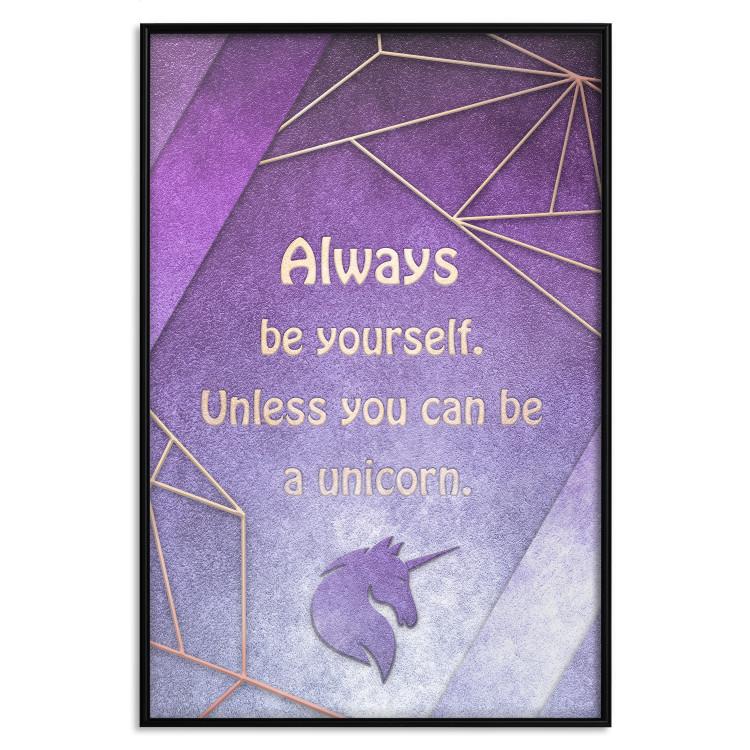 Poster Be Yourself - geometric purple composition with English text