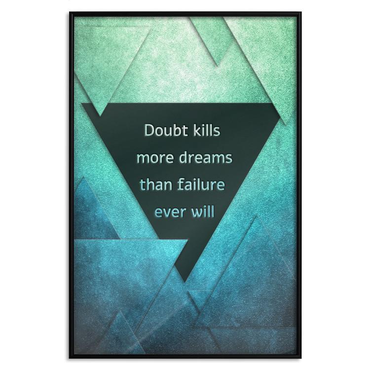 Poster Believe in Dreams - motivational English quote on a background of triangles