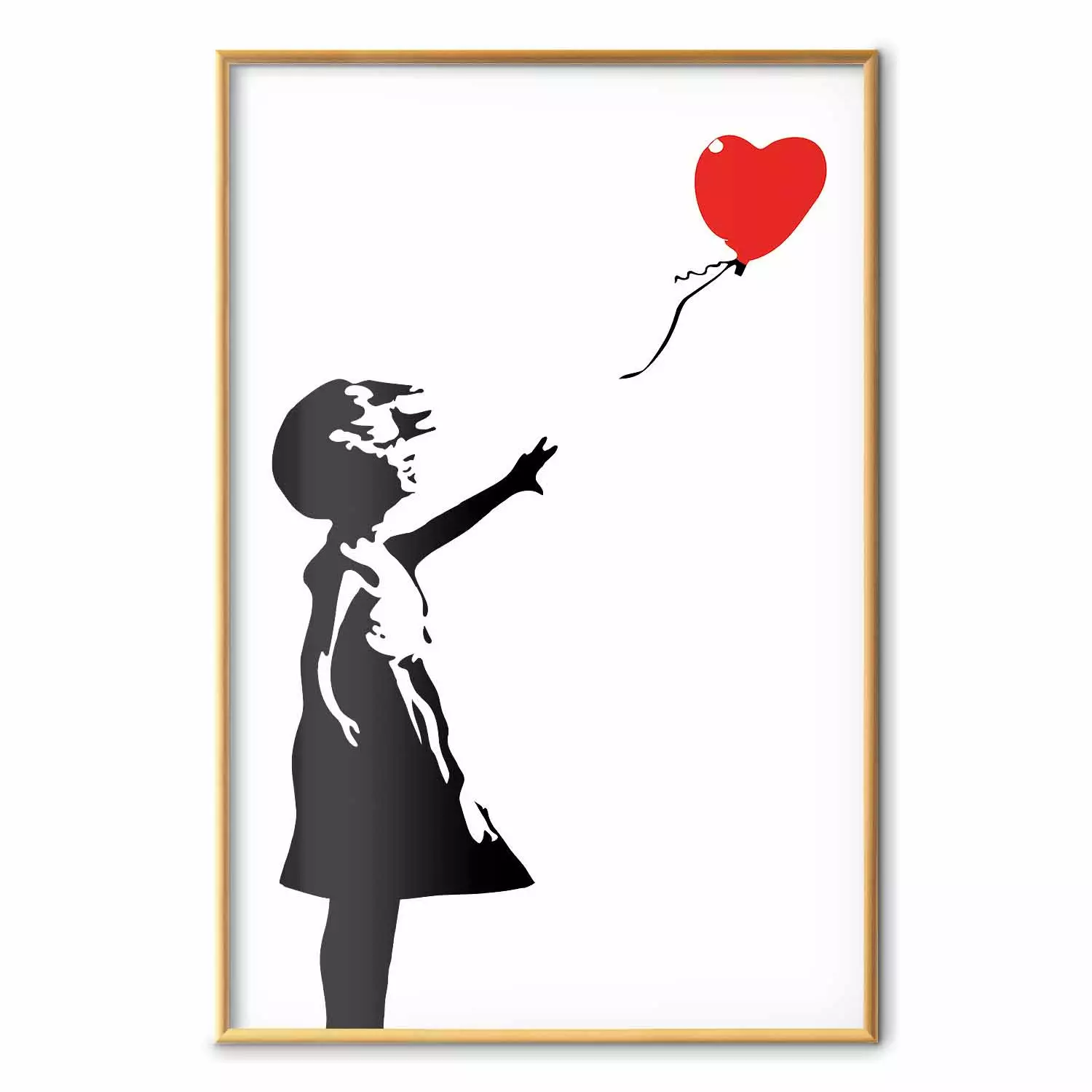 Poster in frames Girl with Balloon - black and white urban