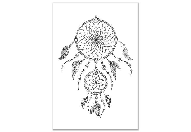 Canvas For bedtime - black and white graphics depicting a dream catcher