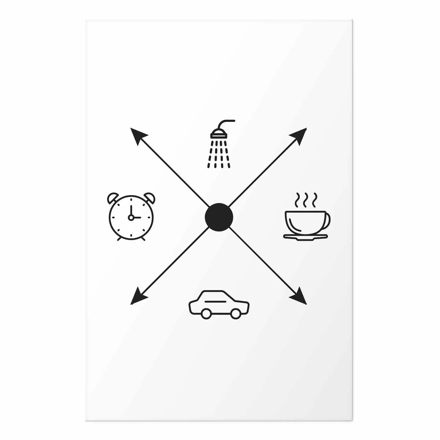 Poster Daily Schedule - black and white composition with a coffee cup and car