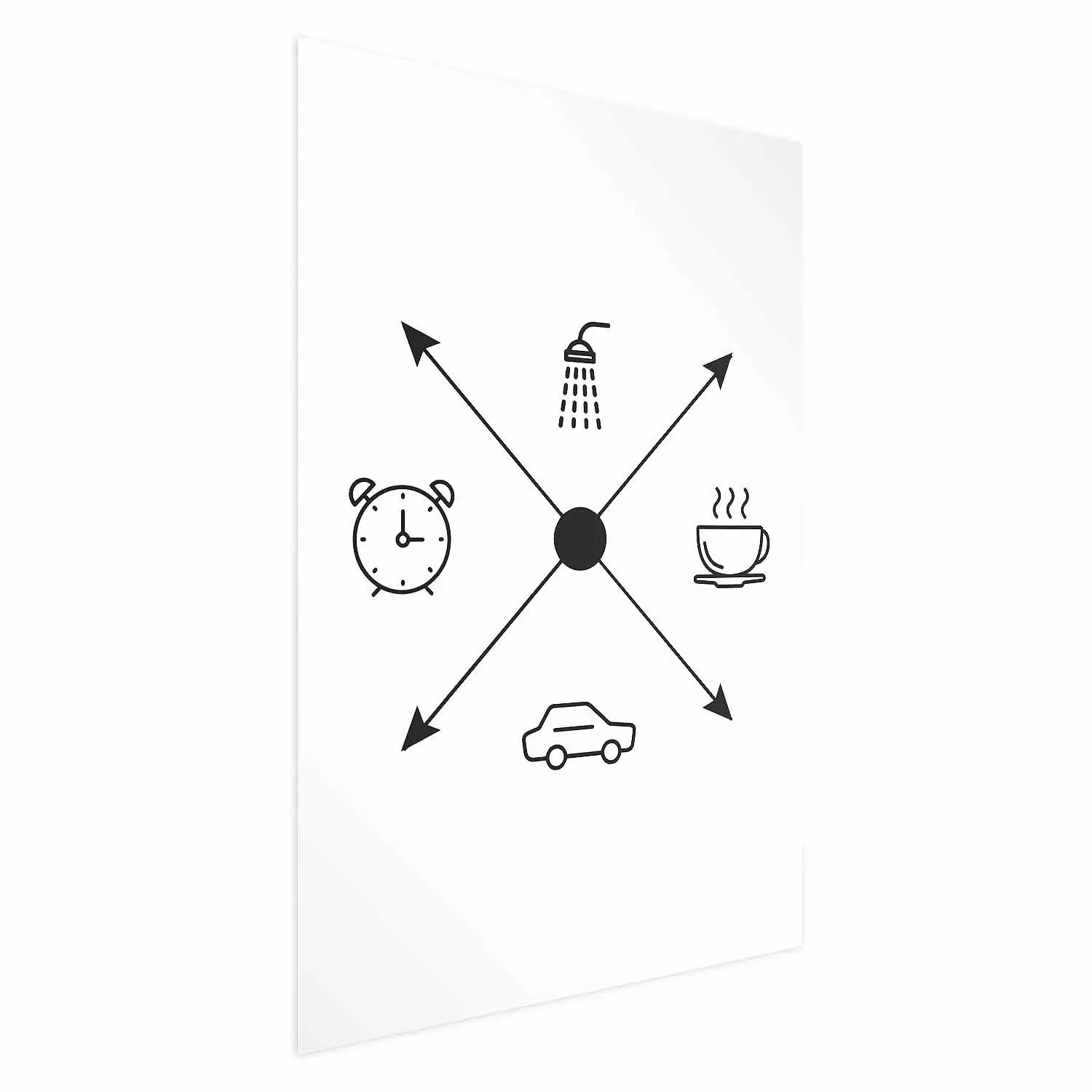 Poster Daily Schedule - black and white composition with a coffee cup and car