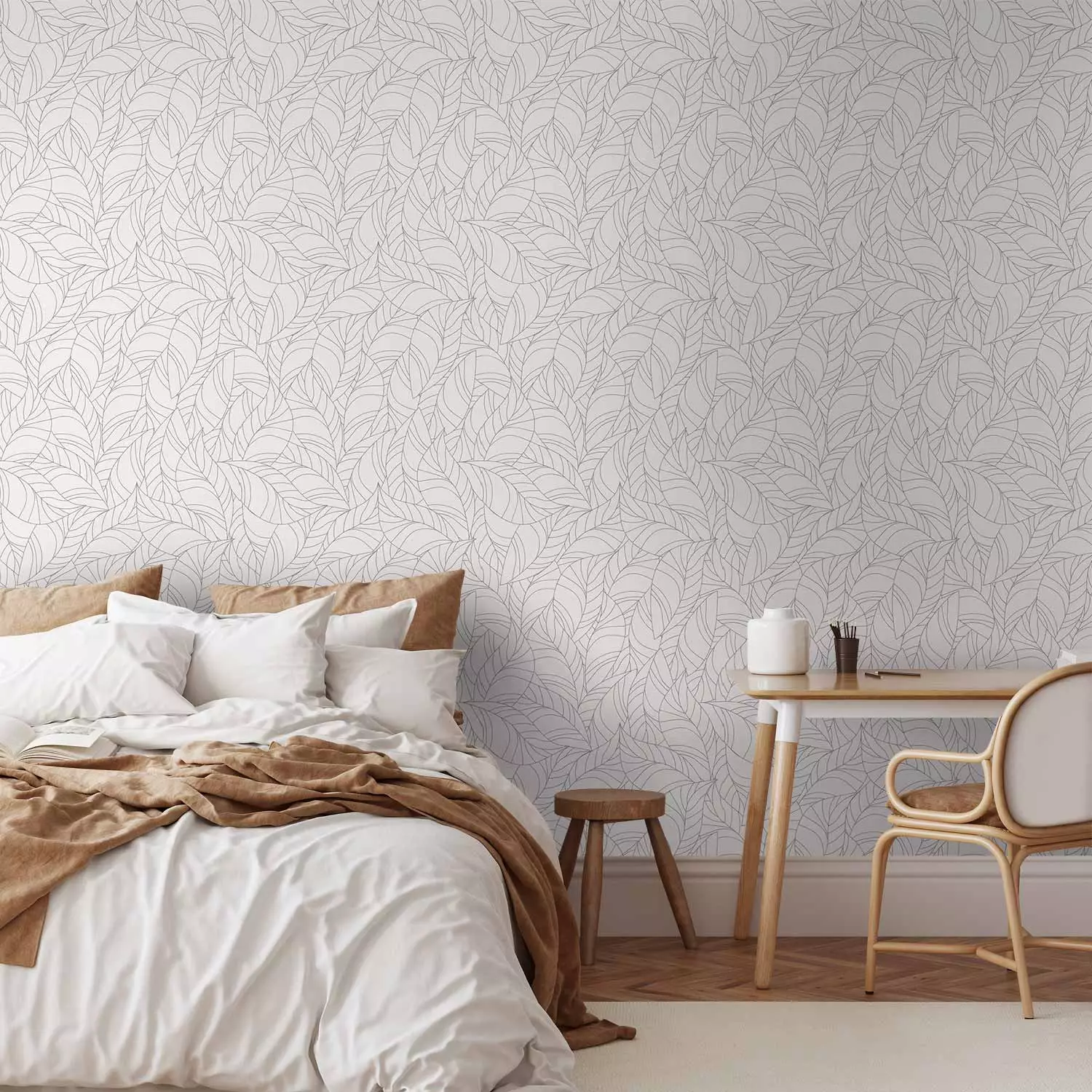 Modern Wallpaper Colourless Leaves
