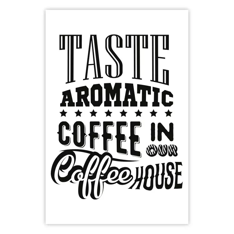 Poster Taste Aromatic Coffee - black English texts related to coffee