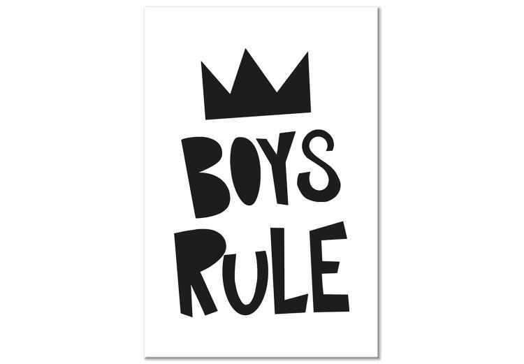 Canvas Boys Rule (1-part) - Black and White Graphic Design with a Crown