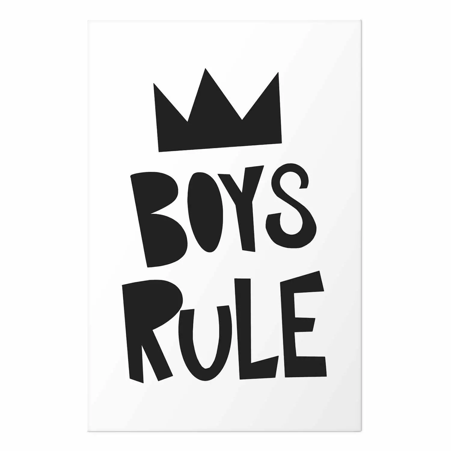 Wall Poster Boys Rule - black and white composition with a crown and English texts