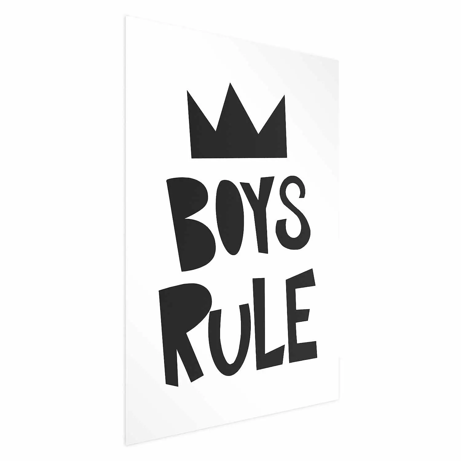 Wall Poster Boys Rule - black and white composition with a crown and English texts