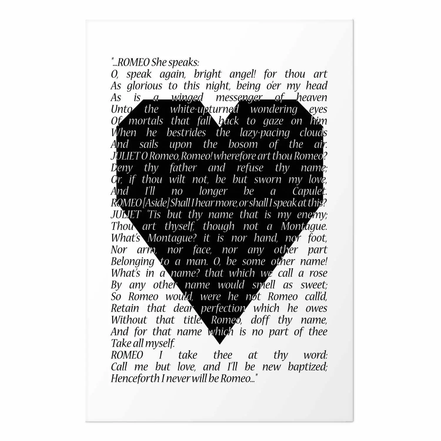 Poster Romeo and Juliet - romantic composition with quotes from Shakespeare's work
