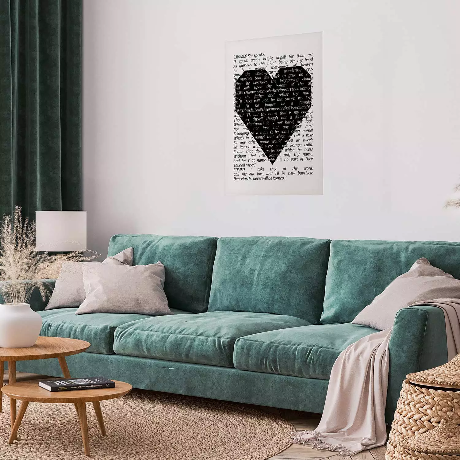 Poster Romeo and Juliet - romantic composition with quotes from Shakespeare's work