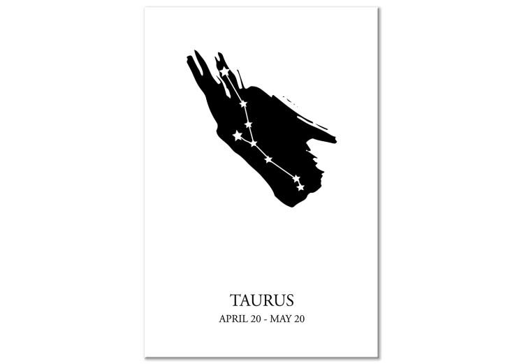 Canvas Zodiac Sign Taurus (1-Piece) - Black and White Graphic Design