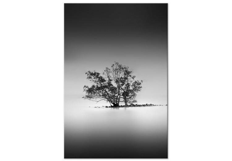Canvas Tree in the Mist (1-part) - Landscape in Black and White