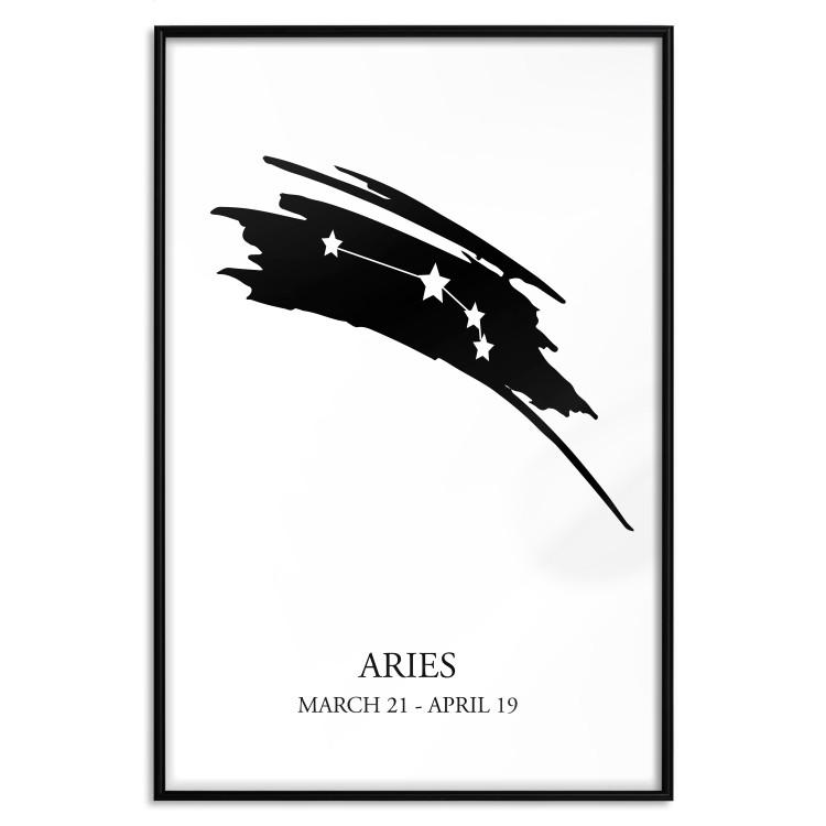 Poster Zodiac signs: Aries - black and white star constellation and texts