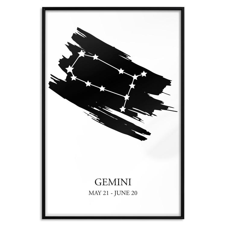 Poster Zodiac signs: Gemini - black and white star constellation on white