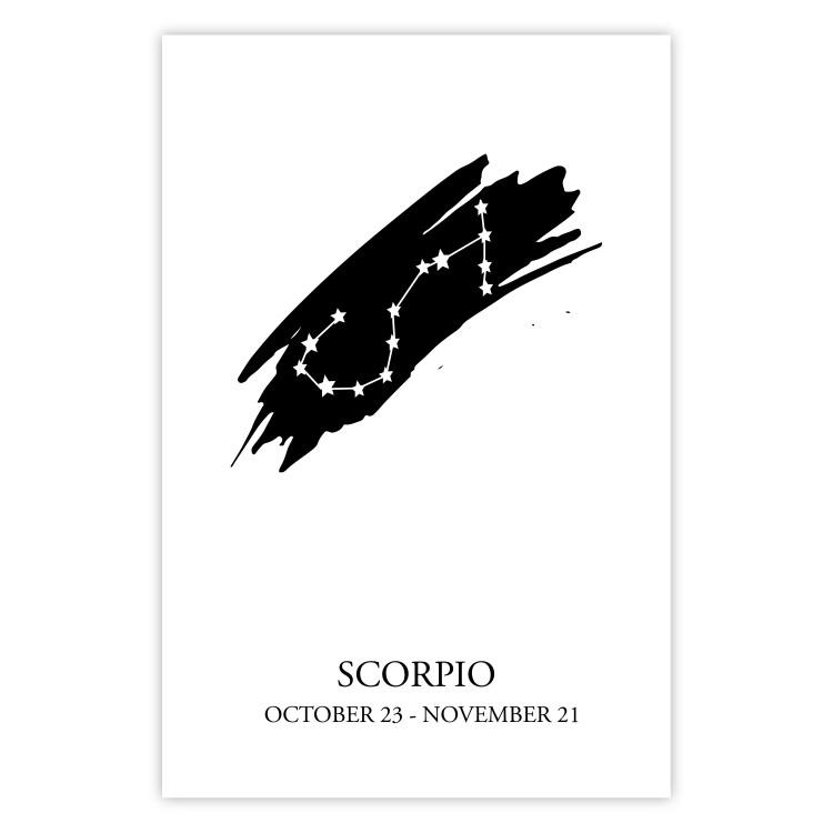 Poster Zodiac signs: Scorpio - black and white star constellation and texts