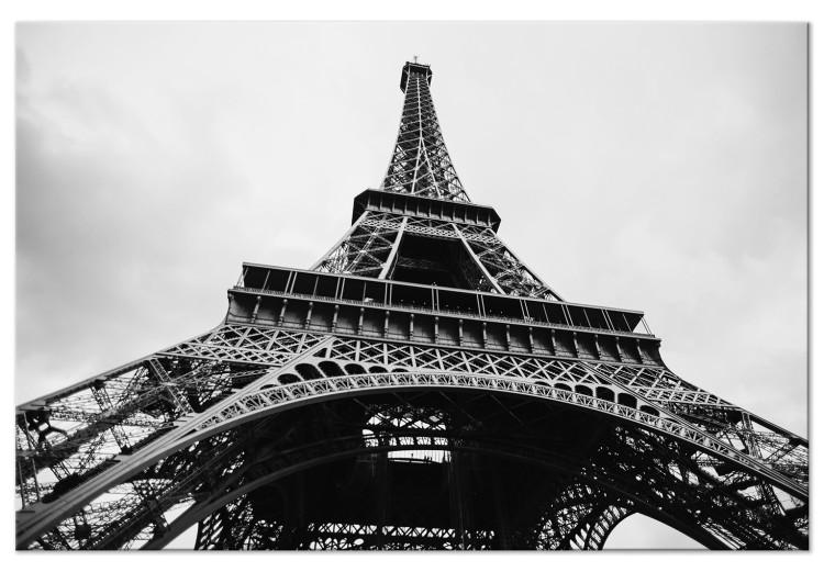 Canvas Paris Icon (1-part) - Black and White Architecture of Eiffel Tower