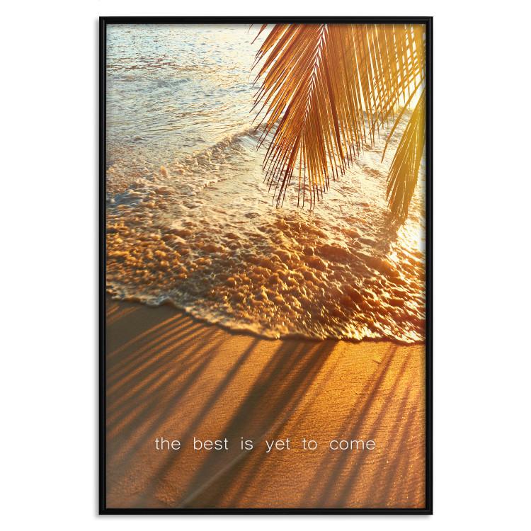 Poster The best is yet to come - warm landscape of waves and palm trees against the sea
