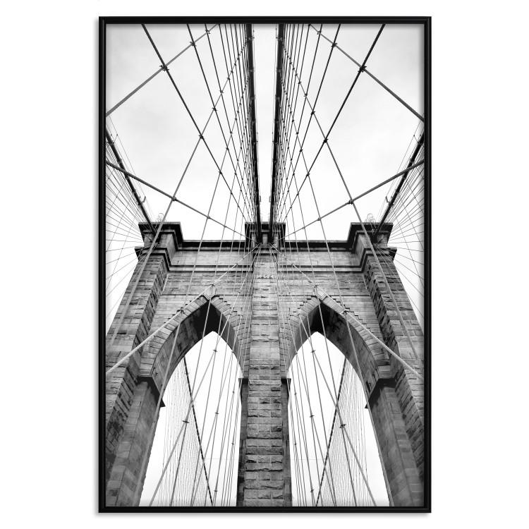 Poster Architectural details - black and white shot of a bridge seen from below