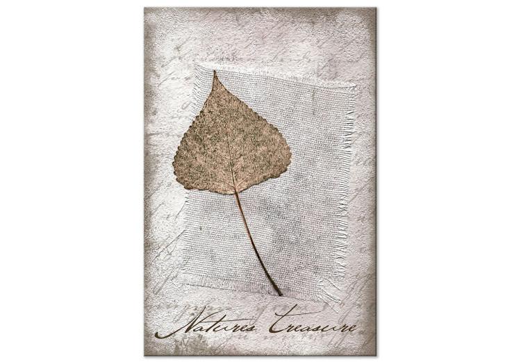 Canvas Leaf in Rustic Frame (1-part) - Nature on Textured Background