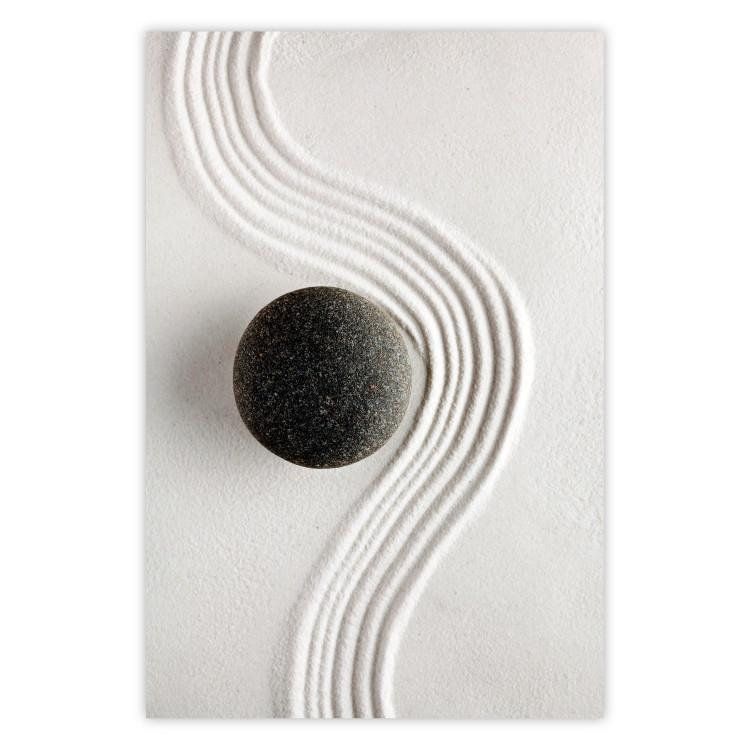 Poster Concentration - oriental composition with a stone on sand in Zen style