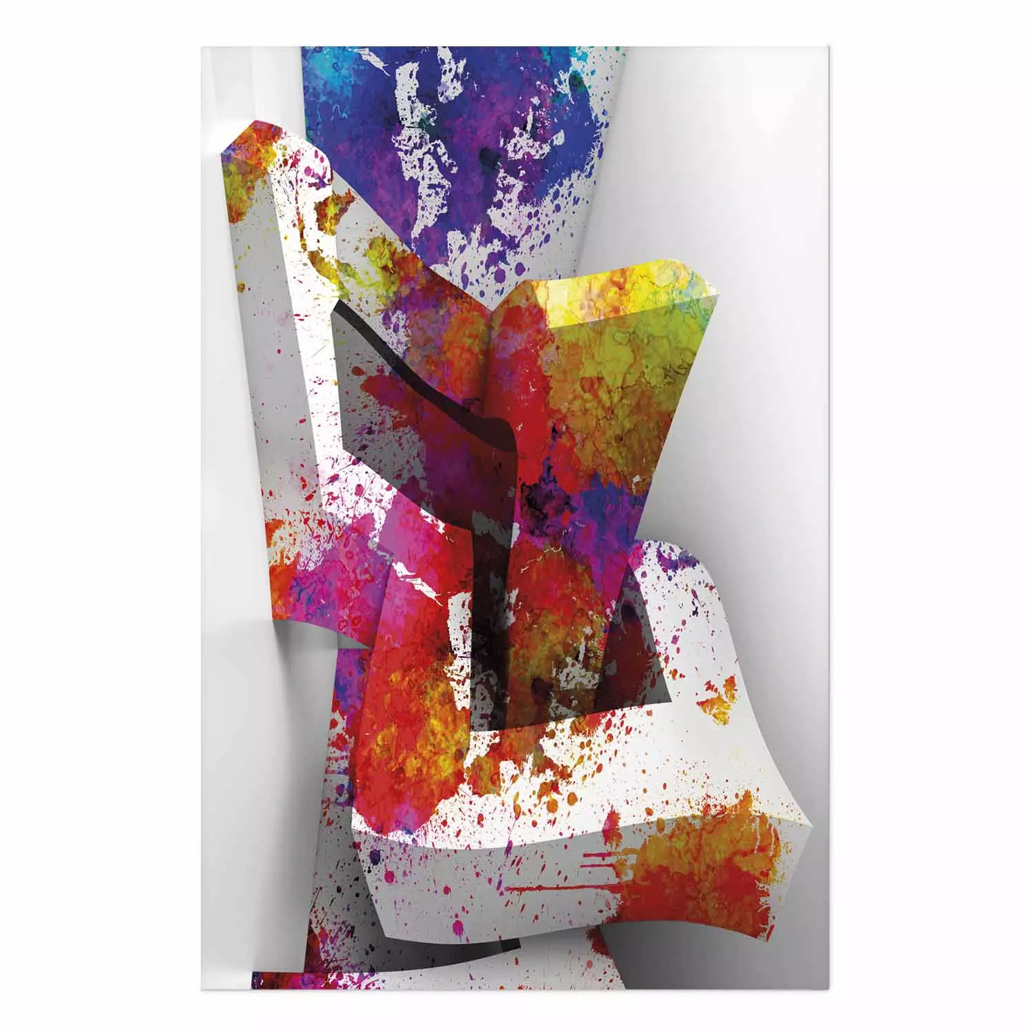 Poster Three-dimensional shapes - colorful geometric abstraction in 3D form