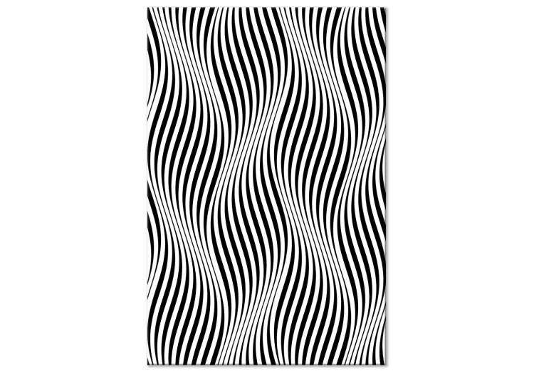 Canvas Psychedelic Waves (1-part) - Abstraction in Black and White Background