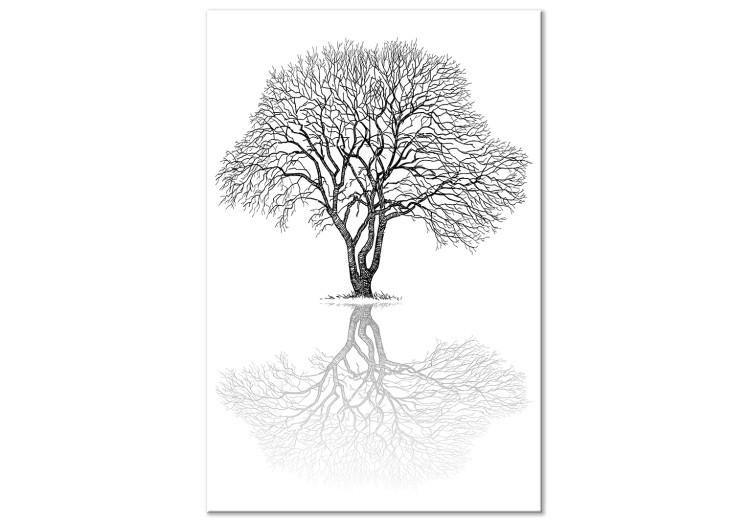 Canvas Masterpiece of Nature (1-part) - Reflection of Tree in Black and White Landscape
