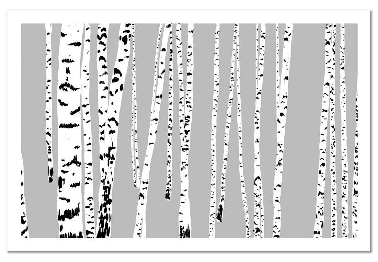 Canvas Black and White Birch Forest (1-part) - Landscape of Trees in Gray Background