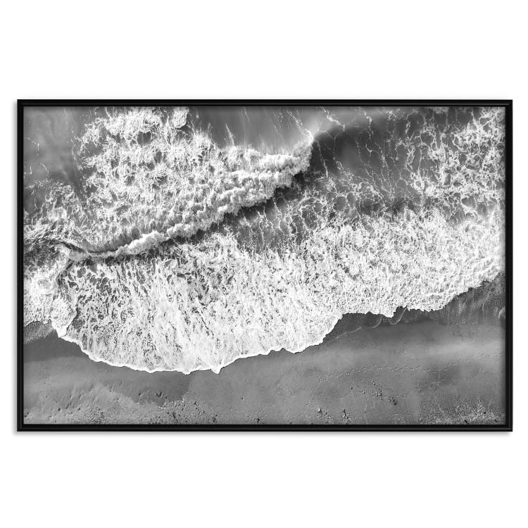 Poster Tide - black and white beach and sea landscape seen from a bird's eye view