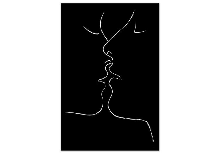 Canvas In the Line of Love (1-part) - Kiss of Couple in Black and White Motif