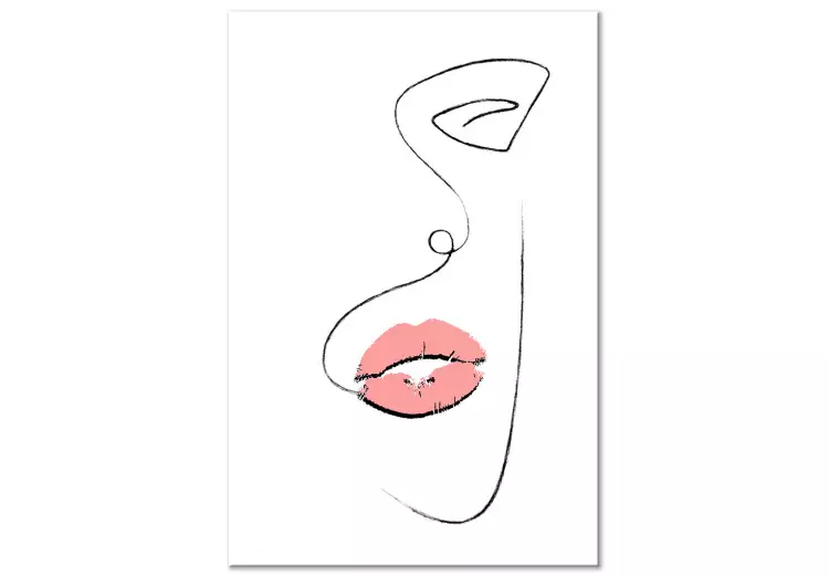 Canvas Woman's Lips (1-part) - Black and White Outline of a Delicate Face