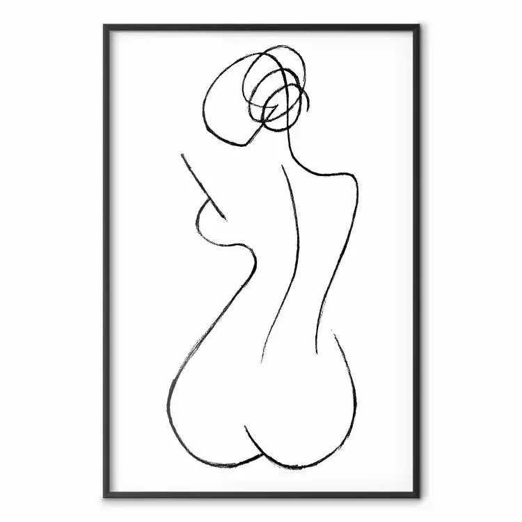 Female Shapes - minimalist black and white line art with a woman