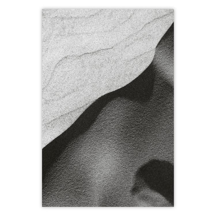 Poster Sand Dunes - black and white composition with sandy waves in the middle of the desert