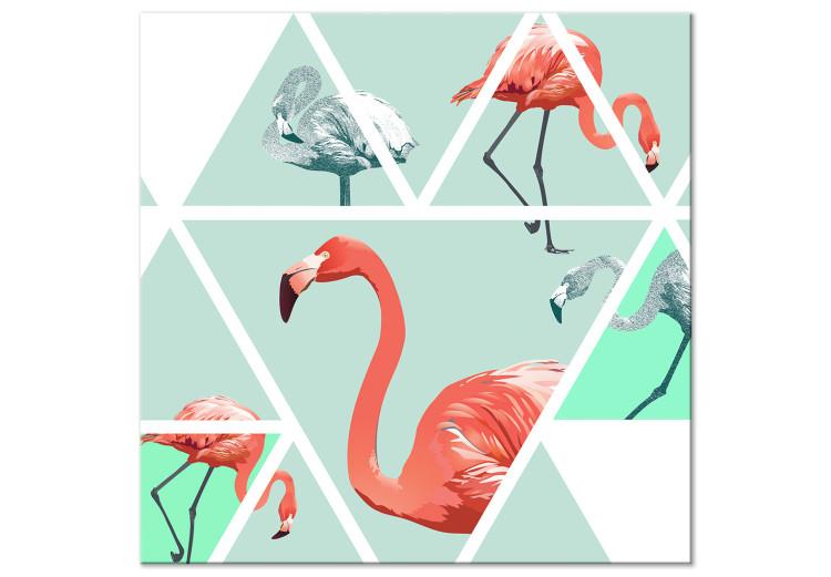 Canvas Birds in Pastel Hue (1-part) - Colorful Flamingos in Figures