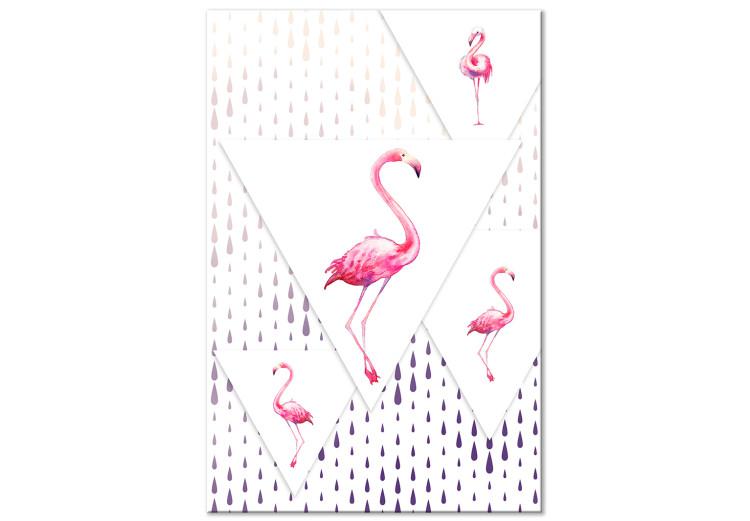 Canvas Proud Flamingos (1-part) - Birds in Geometric World of Triangles
