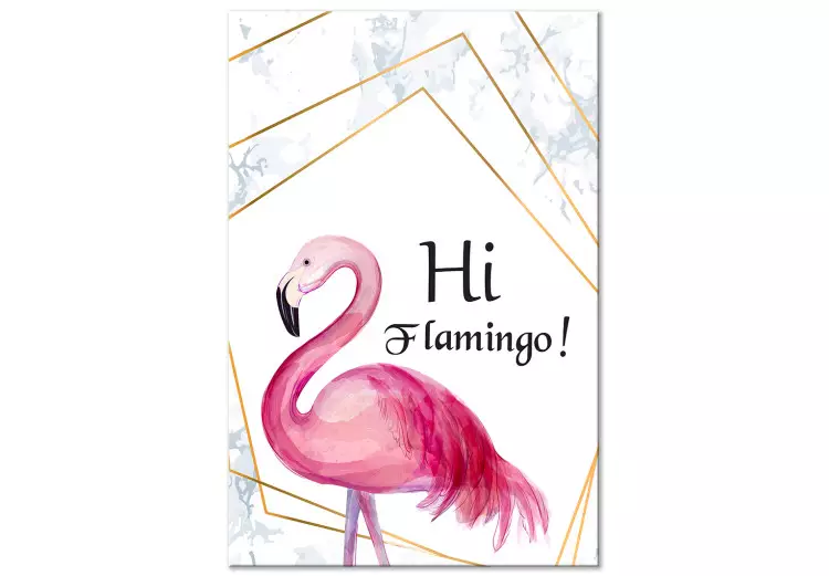 Canvas Rose in Geometric Frame (1-part) - Flamingo Against a Sign