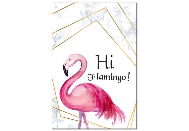 Canvas Rose in Geometric Frame (1-part) - Flamingo Against a Sign