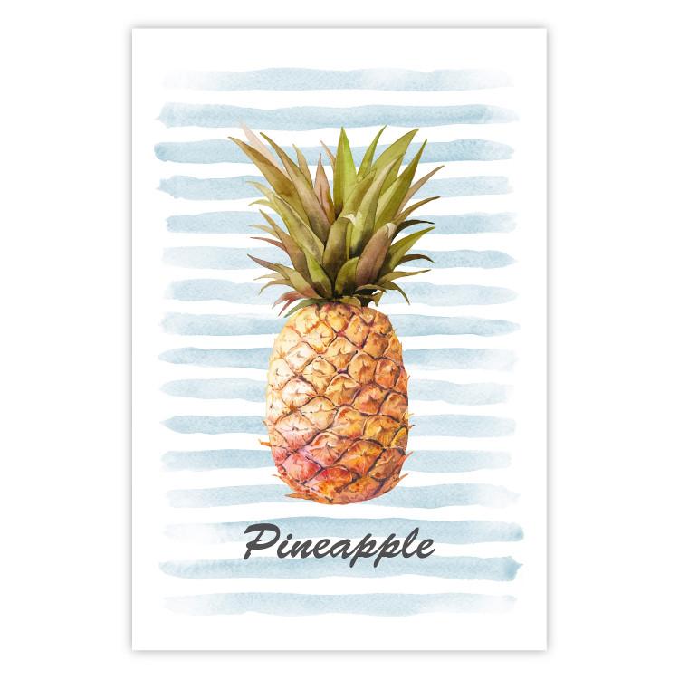 Poster Pineapple and Stripes - colorful composition with a tropical fruit and text