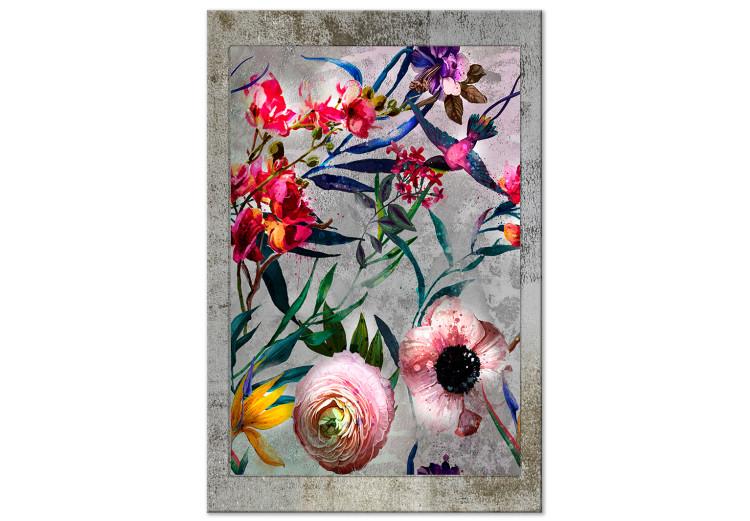 Canvas Colorful Flora (1-part) - Flowers in Retro Natural Space