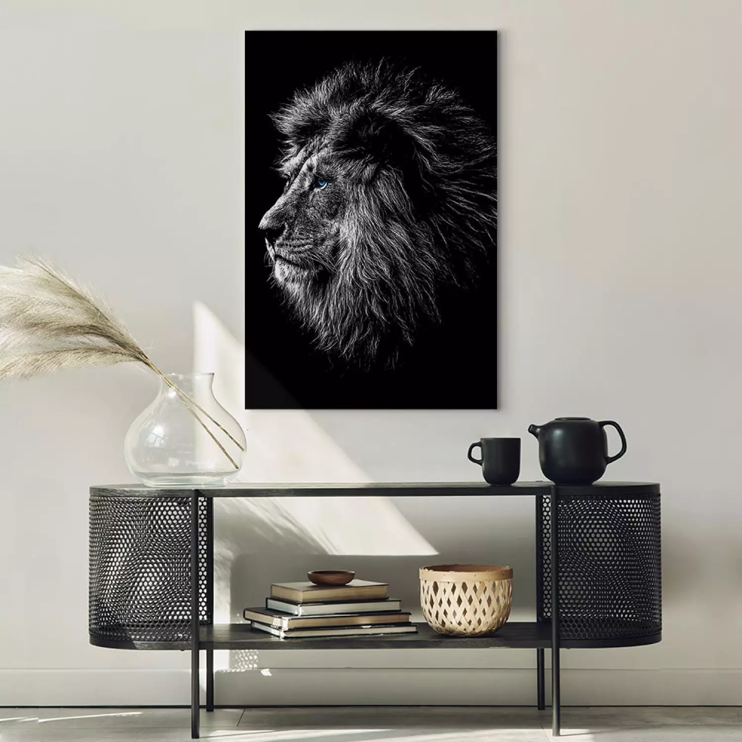 Canvas Art Print Blue-eyed Lion Vertical
