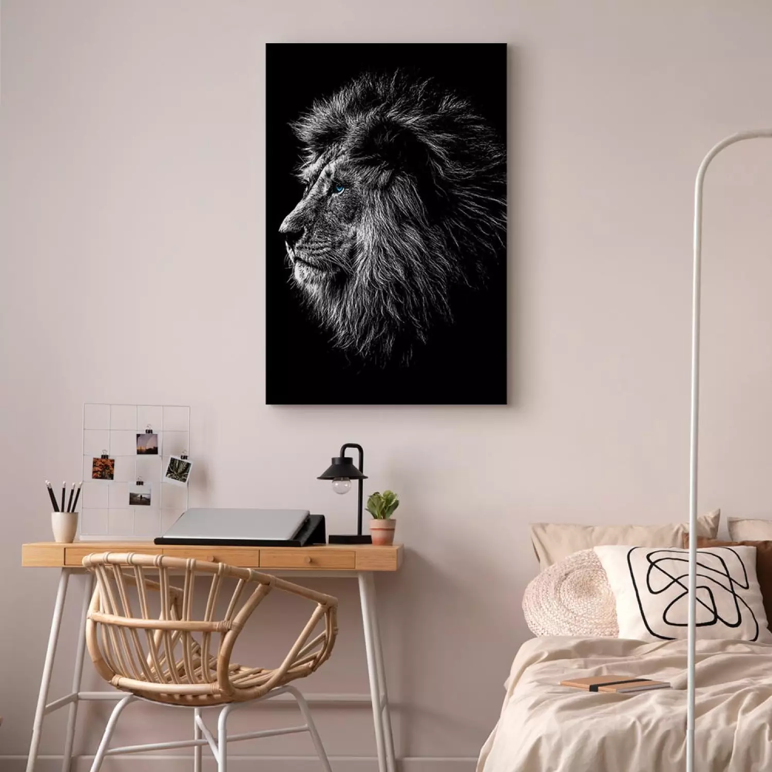 Canvas Art Print Blue-eyed Lion Vertical