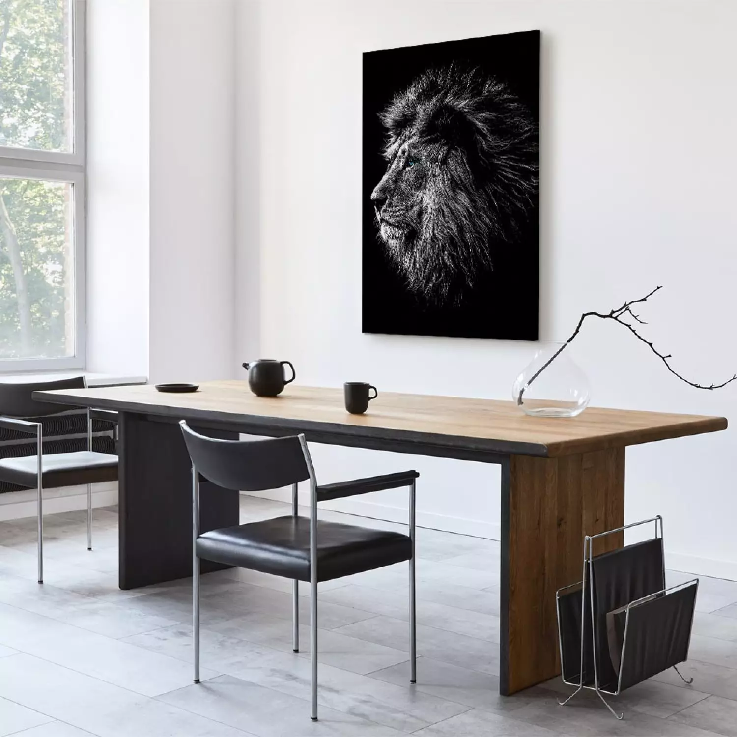 Canvas Art Print Blue-eyed Lion Vertical