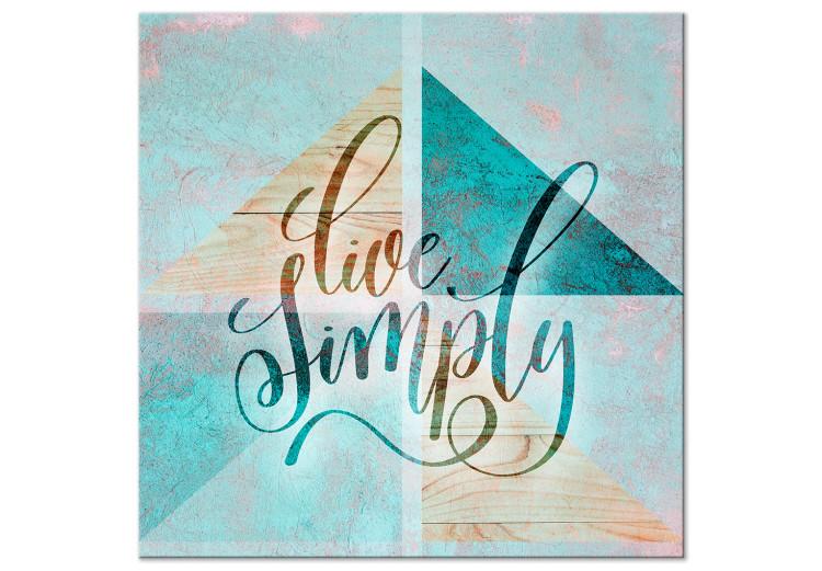 Canvas Philosophy of Life (1-part) - Triangular Elements on Wooden Background