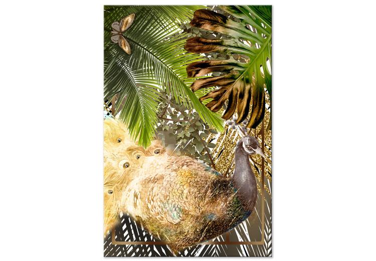 Canvas Tropical Bird (1-part) - Peacock in Picturesque Jungle Landscape