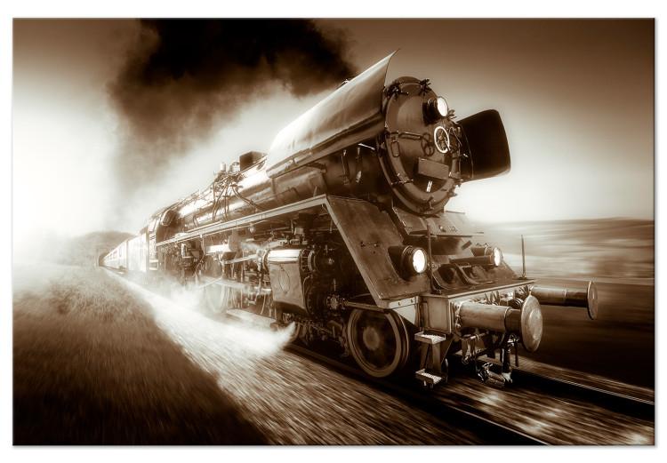 Canvas Train in the Whirlwind of Speed (1-part) - Vehicle in Sepia and Smoke
