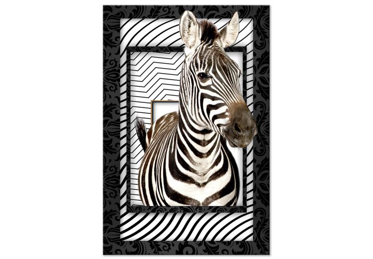 Canvas Zebra in Stripes (1-part) - Animal in Black and White Pattern