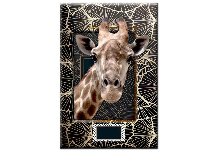Canvas Giraffe Portrait (1-part) - Animal Against Textured Pattern Background