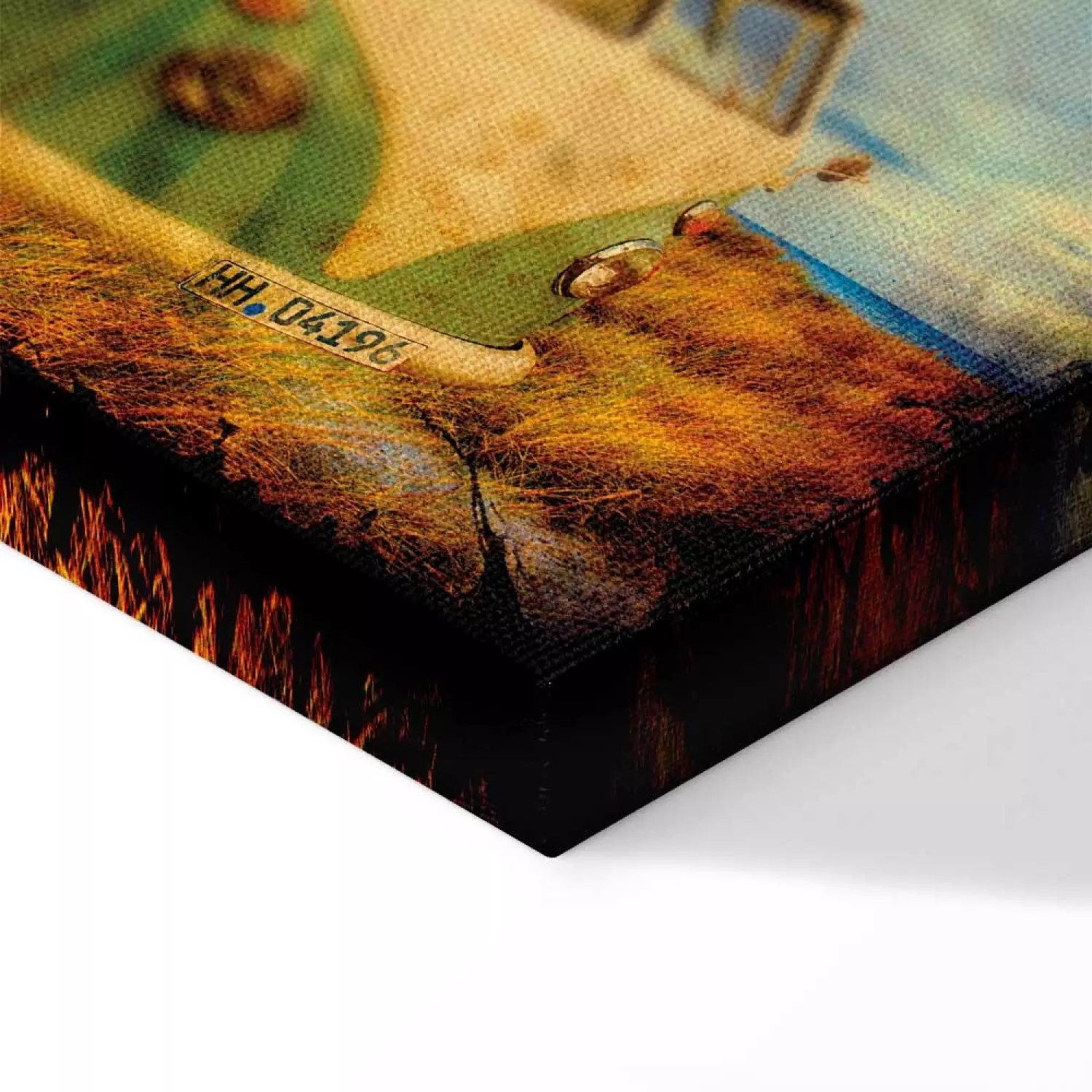 Canvas Art Print Summer Adventure - Retro Style Car Against Sky