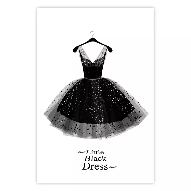 Poster Little Black Dress - black and white composition with English texts