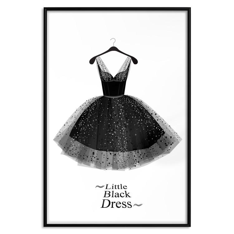 Poster Little Black Dress - black and white composition with English texts